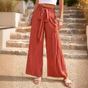 Chic Women's Palazzo Pants with Waist Tie and Pockets