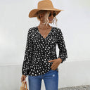 V-Neck Women's Blouse with Chic Polka Dot Style