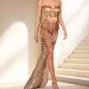 Chic Lace Dress with Animal Print Accents