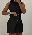 Asymmetrical Button Detail Women's Short Dress