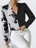 Floral Pattern Women's V-Neck Blouse