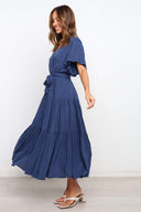 Women’s Maxi Dress: Deep V-Neck & Flowing Sleeves