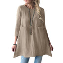 Chic Women's Tunic Dress with Pockets & 3/4 Sleeves