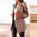 Chic Women's Tweed Blazer with Double-Breasted Buttons