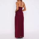 Chic Maxi Dress with Ruffle Accents and High Slit