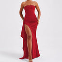Strapless Women's Maxi Dress with Chic Slit