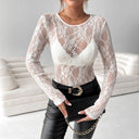 Women's Chic Lace Blouse with Sheer Detail