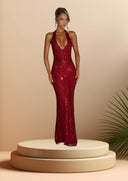 Stunning Evening Dress with Deep V-Neck & Back Cutout