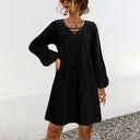 Chic V-Neck Long Sleeve Knit Dress for Women