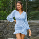 Chic Ruching & Ruffle Hem Dress for Women