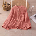 Textured Women's Blouse with Button Accents