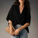 V-Neck Women's Blouse with Flowing Sleeves