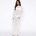 Chic Lace Maxi Dress with Long Sleeves and Sheer Details