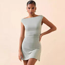 Stylish Women's Mini Dress with Asymmetrical Neckline