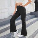 Chic Women's Flared Knit Pants with Elastic Waistband
