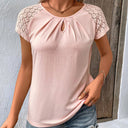 Ladies' Lace Trim Keyhole Neckline Top
