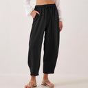 Women's Relaxed Fit Leisure Pants with Elastic Waist and Convenient Pockets