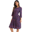 Floral Print Midi Dress with Flared Skirt