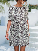 Chic Women's Ruffle Dress with Leopard Print Design
