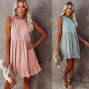 Chic Ruffle High Collar Dress for Women