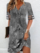 Floral V-Neck Short Dress for Women