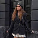 Asymmetrical Women's Blazer with Gold Accents