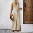 Chic Women's Harem Pants with Button Accents