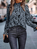 Chic Blouse with Stylish Collar and Bold Animal Print