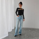 Chic Long Sleeve Bodysuit with Unique Cutouts