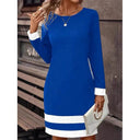 Chic Women's Dress with Contrasting Cuffs and Hem