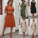 Chic Midi Dress for Women with Pocket Design