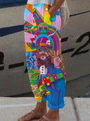 Vibrant Women's Graphic Leisure Pants with Elastic Waist