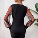 Chic Polka Dot Bodysuit with Sheer Sleeves for Women