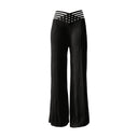 Chic Women's High-Waisted Palazzo Pants with Ribbed Style