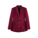 Chic Checked Blazer Jacket with Gold Buttons