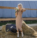 Chic Women's Button-Up Dress with Bold Sleeves