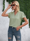 Women's V-Neck Blouse in Flowing Fabric