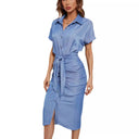 Chic Women's Chiffon Shirt Dress with Tie Belt