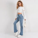 Women's High-Waisted Flared Jeans with Stylish Darts