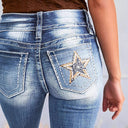 Vintage Wash Women's Bootcut Jeans with Chic Seams