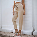 High-Waisted Chino Pants with Drawstring for Women