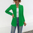 Chic Long Sleeve Blouse with Straight Cut and Trendy Lapels