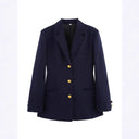 Chic Checked Blazer Jacket with Gold Buttons
