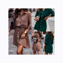 Chic Women's Shirt Dress with Knot & Pocket