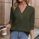 Chic Women's Long Sleeve V-Neck Blouse