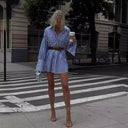 Chic Striped Women's Shirt Dress