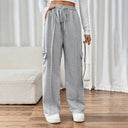 Women's Cargo Pants with Elastic Waist and Side Pockets