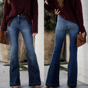 High-Waisted Flared Jeans with Frayed Hem