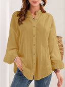 Stylish Women's Blouse with Button Closure and Stand Collar