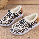 Leopard Print Ladies' Cozy Sneakers in Plush Fabric